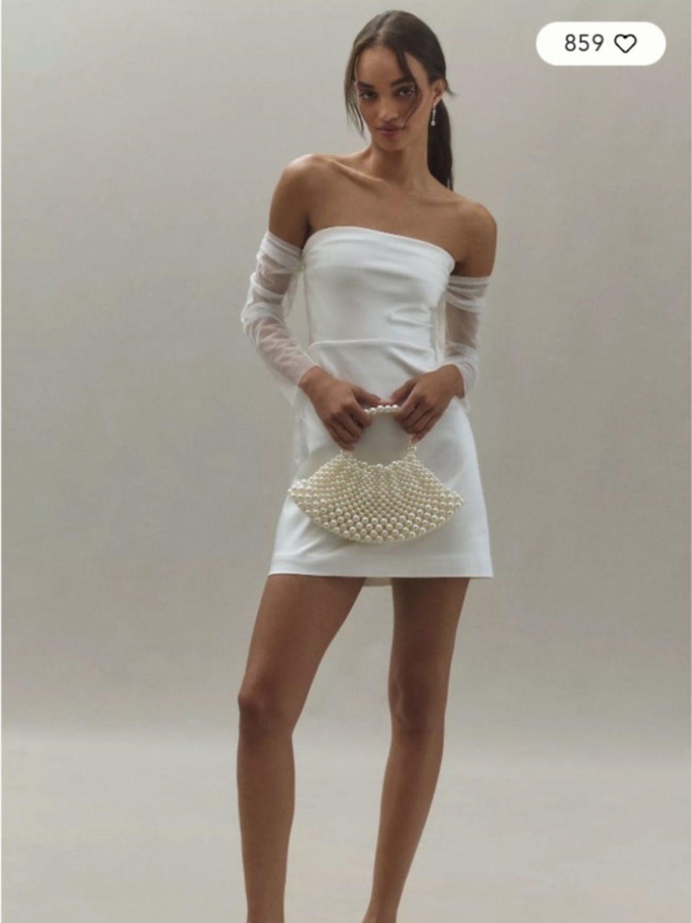 NWT - BHLDN Off-the-Shoulder Tulle Sleeve Satin Mini Dress